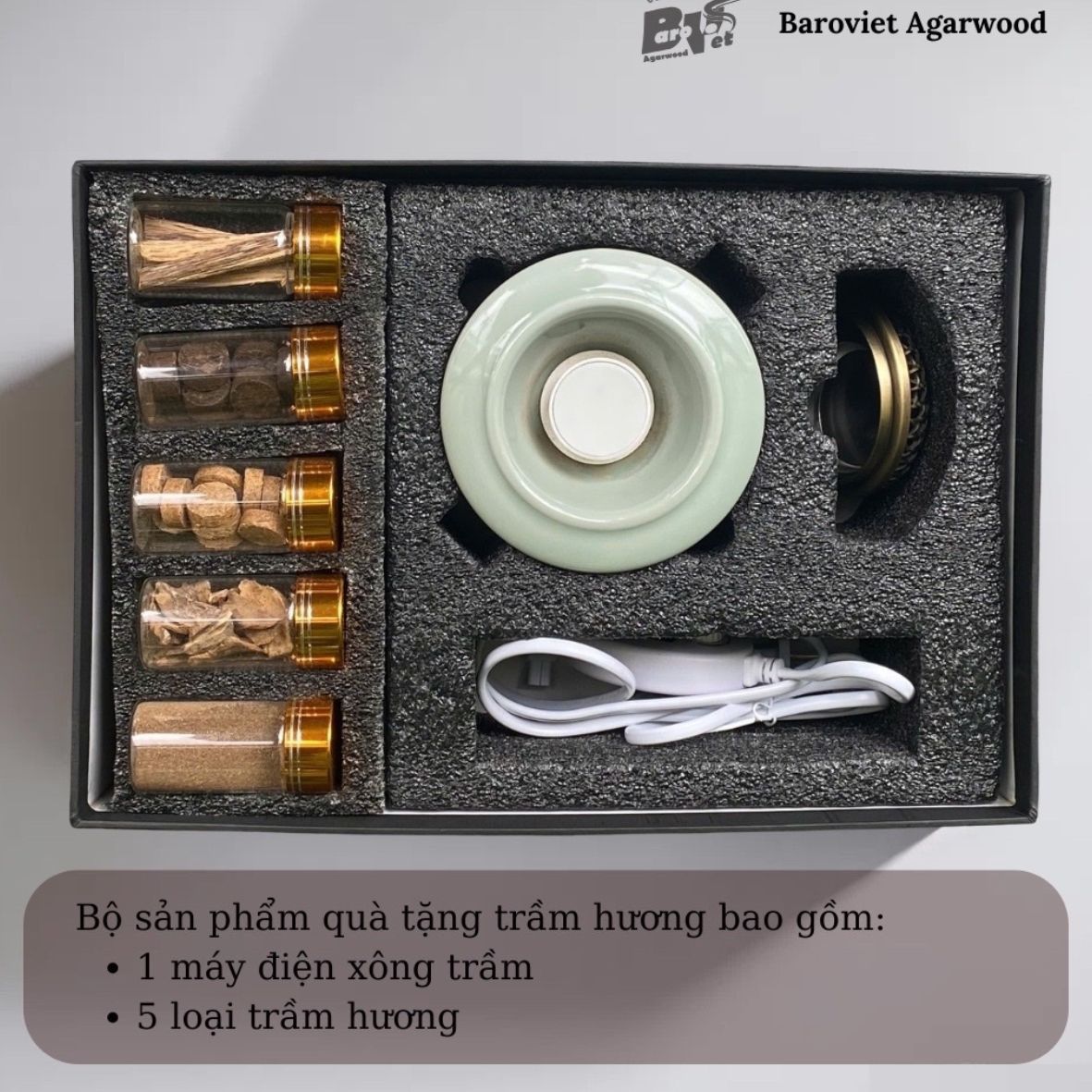 BỘ QUÀ TẶNG NĂM LOẠI TRẦM HƯƠNG VÀ LƯ ĐIỆN XÔNG ĐỐT CAO CẤP, THƯ GIÃN DÀNH TẶNG NGƯỜI THÂN, BẠN BÈ